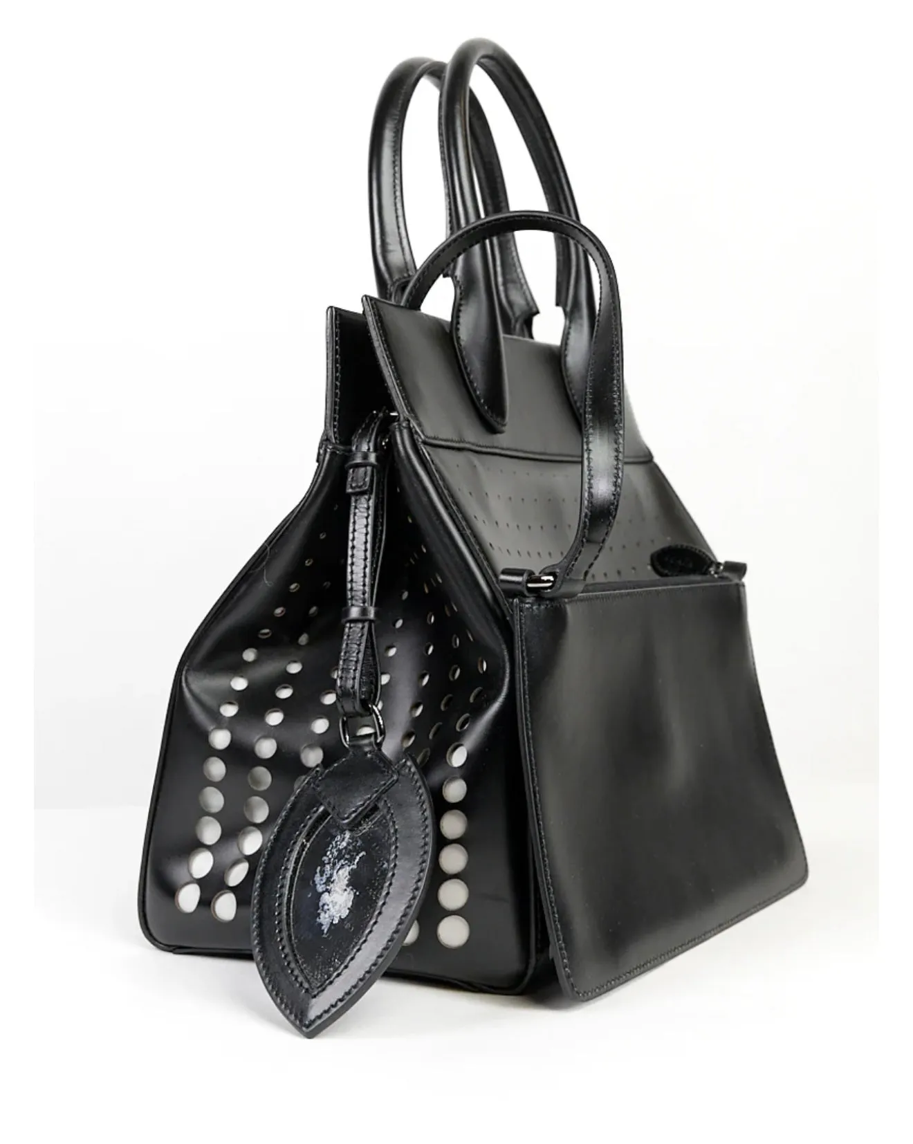 ALAIA PARIS BLACK LEATHER MONOCHROME LASER
