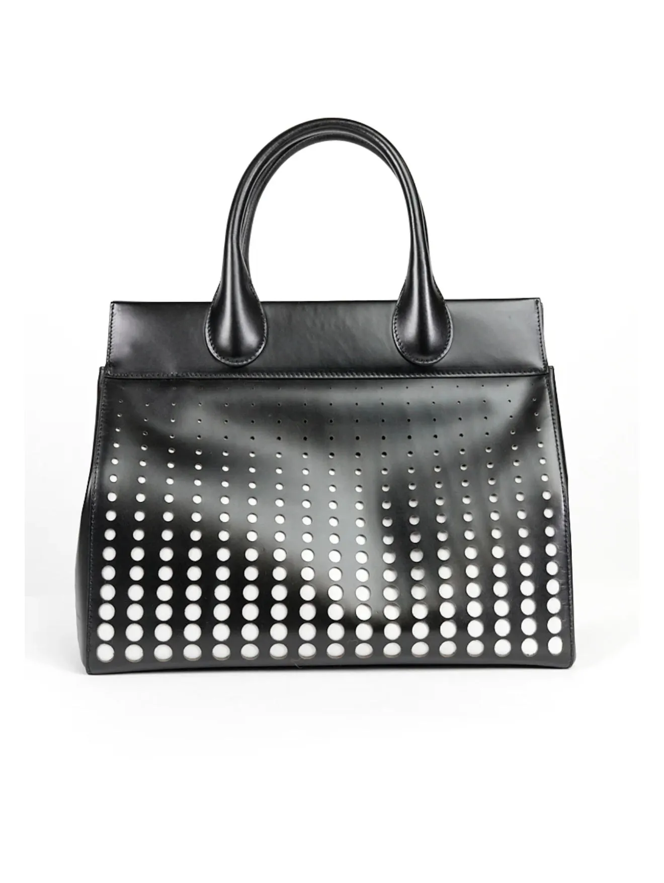 ALAIA PARIS BLACK LEATHER MONOCHROME LASER