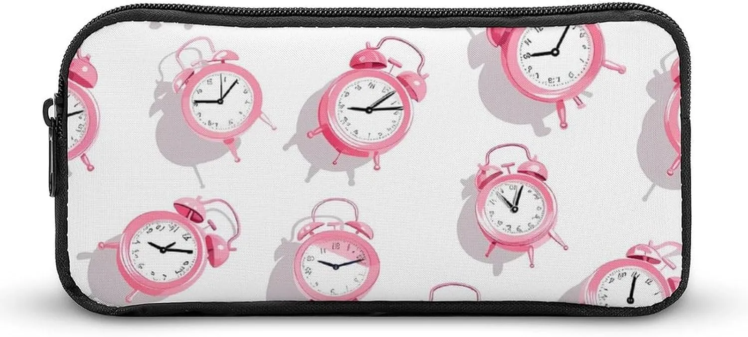 Alarm Cocks Cute Pencil Case Pencil Pouch Portable Pen Bag with Zip Stationary Supplies Travel Storage Bag
