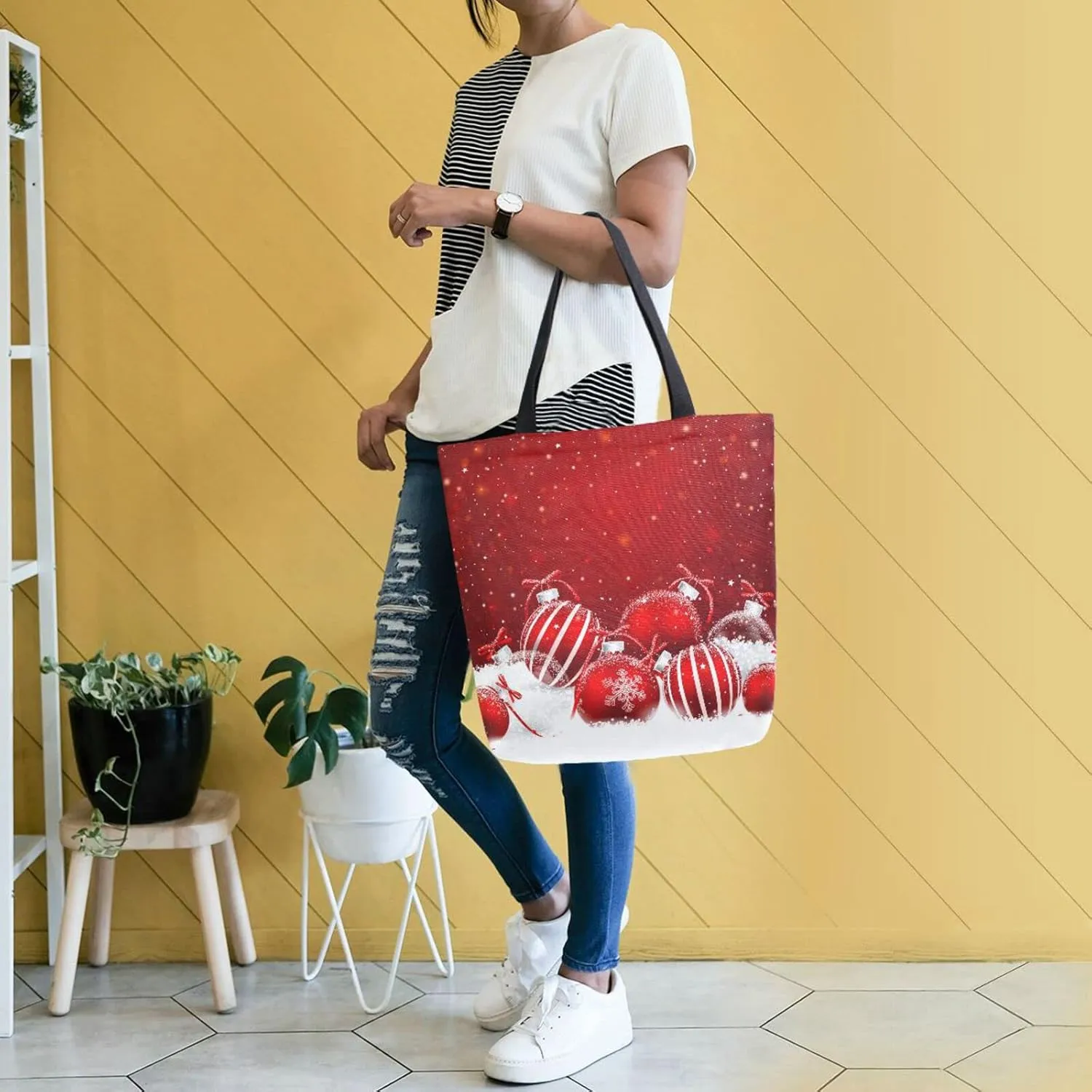 ALAZA Canvas Tote Bag Large Women Casual Shoulder Bag Handbag For Outdoors Holiday Weekender Travel