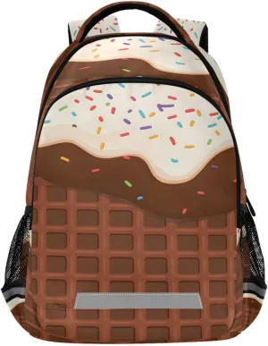 ALAZA Chocolate Ice Cream Waffle Texture Backpacks Travel Laptop Daypack School Book Bag for Men Women Teens Kids