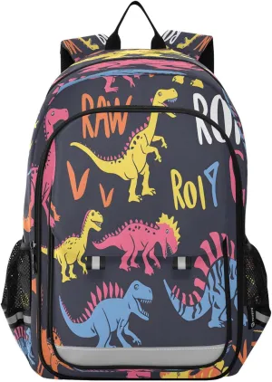 ALAZA Colorful Dinosaur Pattern School Backpacks Travel Laptop Bag Kids Bookbag for Girls Boys Teens Women Men