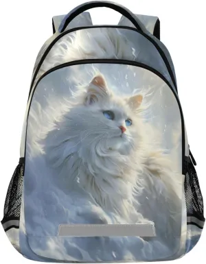 ALAZA White Cat with Blue Eyes in Snow Backpacks Travel Laptop Daypack School Book Bag for Men Women Teens Kids