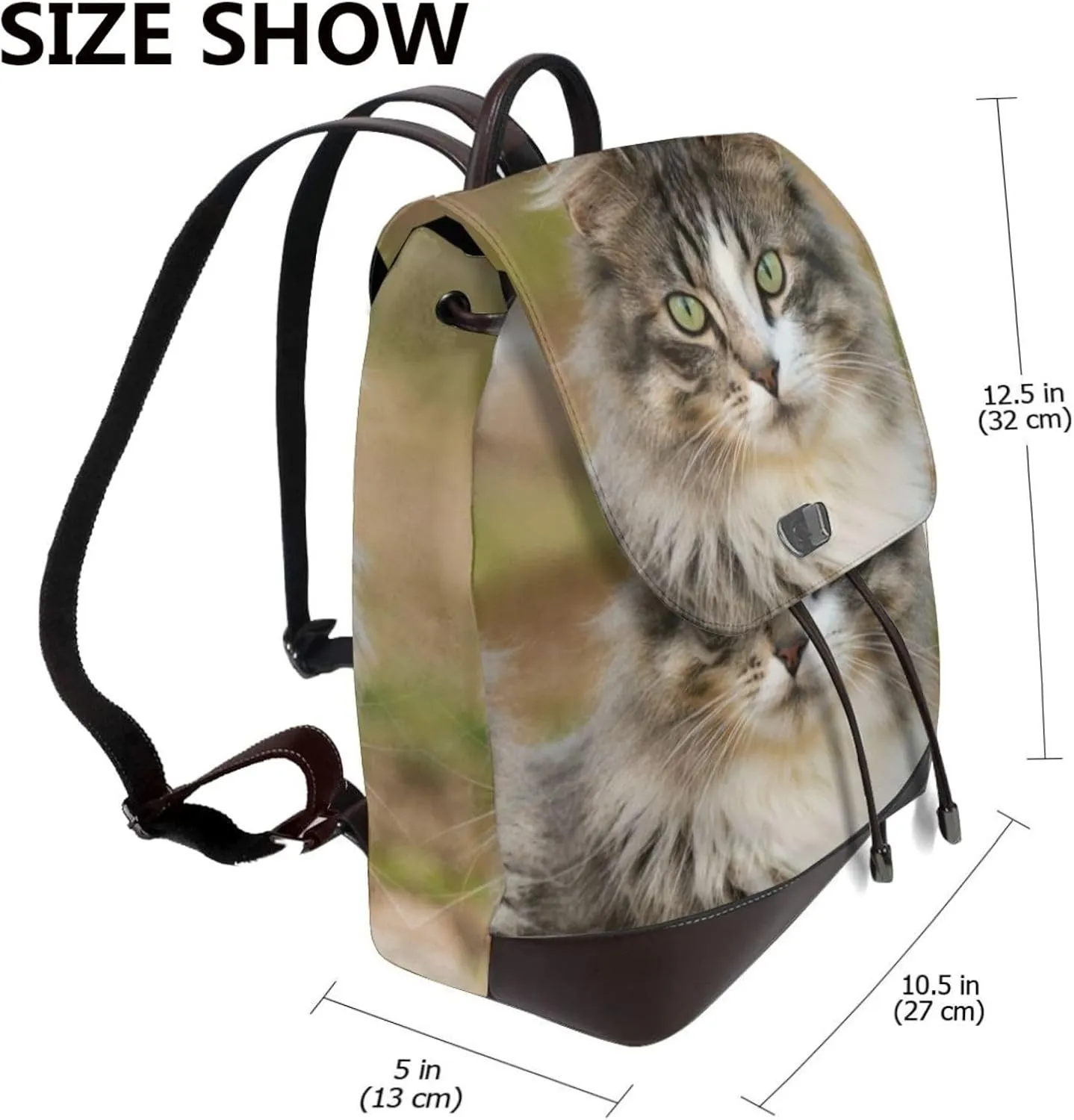 Alert Cat Women'S Leather Backpack Ladies Shoulder Bag Leather Handbag Rucksack Travel Daypack