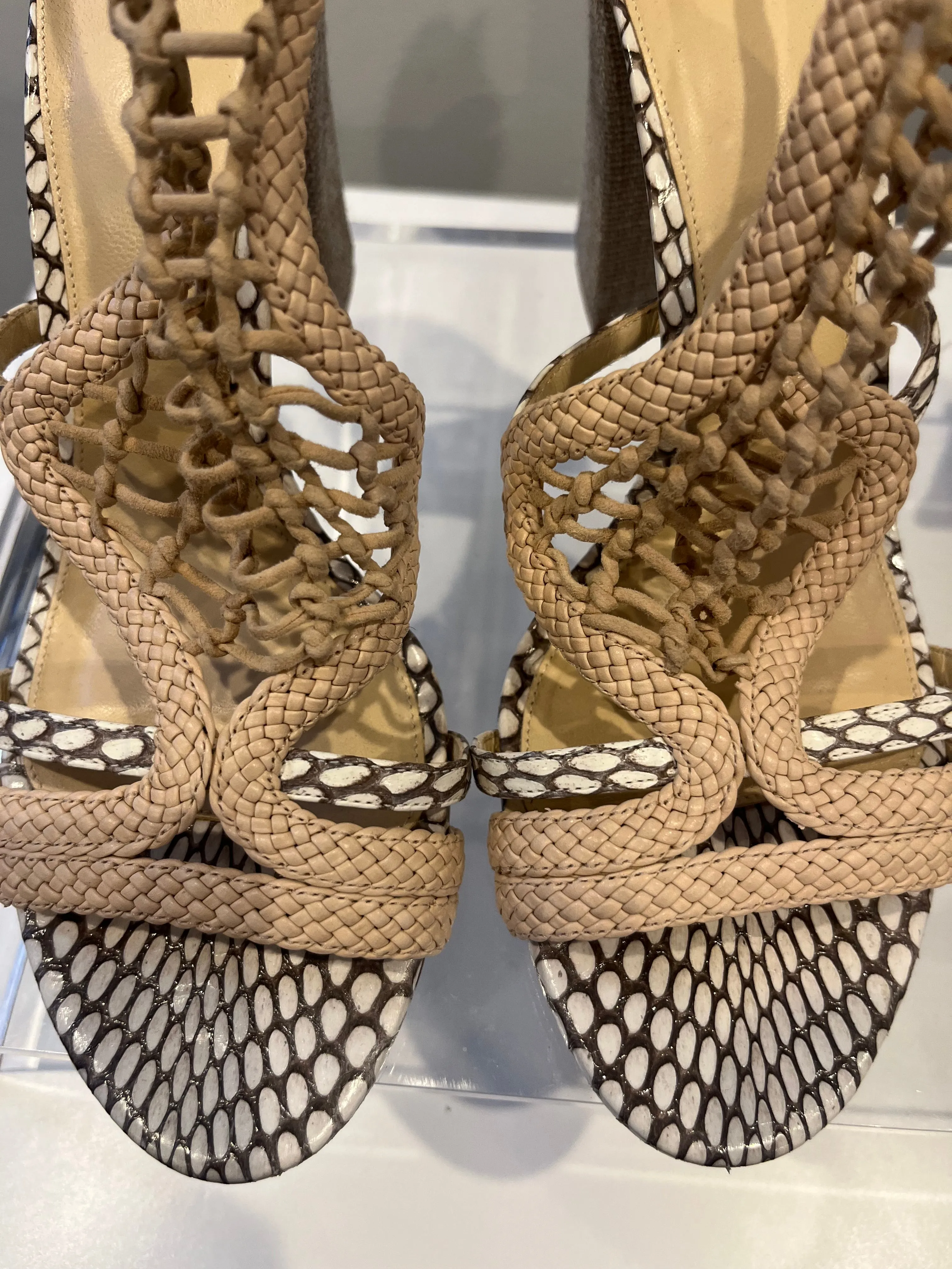 ALEXANDRE BIRMAN leather animal print sandals