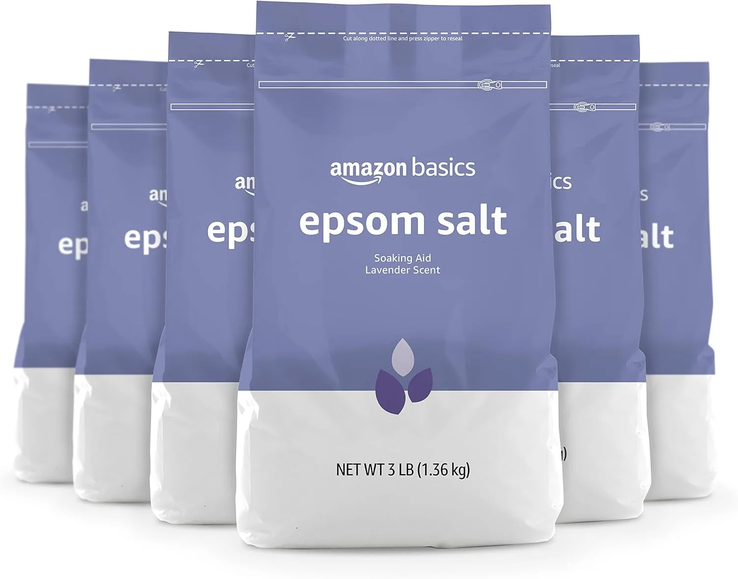 Amazon Basics Epsom Salt Soaking Aid, Lavender Scented, 3 Pound, 6-Pack (Previously Solimo)