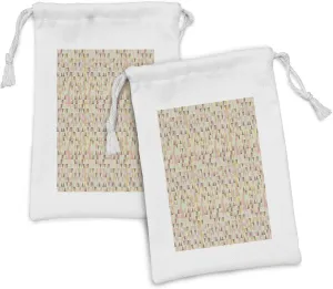 Ambesonne Abstract Art Fabric Pouch Set of 2, Geometric Theme Colorful Concentric Triangles Pattern in Recurring Design, Small Drawstring Bag for Toiletries Masks and Favors, 9" x 6", Multicolor