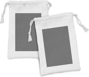Ambesonne Grey Fabric Pouch Set of 2, Pointy Motifs Directing Upwards and Downwards on a Gloomy Background Print, Small Drawstring Bag for Toiletries Masks and Favors, 9" x 6", Pale Taupe and Grey