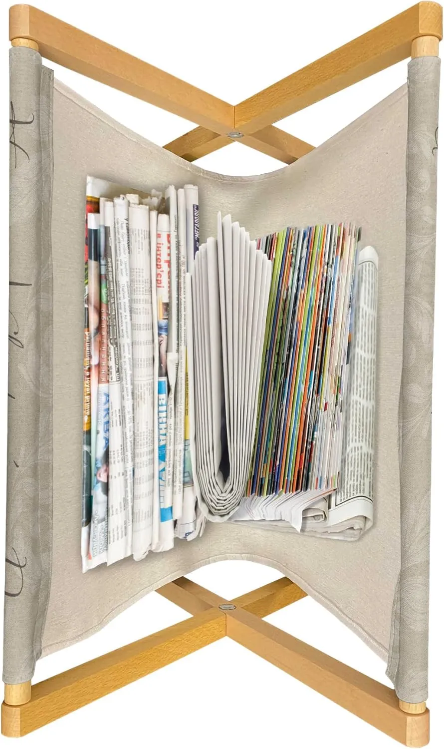 Ambesonne Taupe Magazine and Book Holder, Happy Valentine's Day Hand Writing Laurel Leaves Forming a Heart Victorian, Floor Rack Organizer for Office Home and School, 22"x19", Taupe Tan