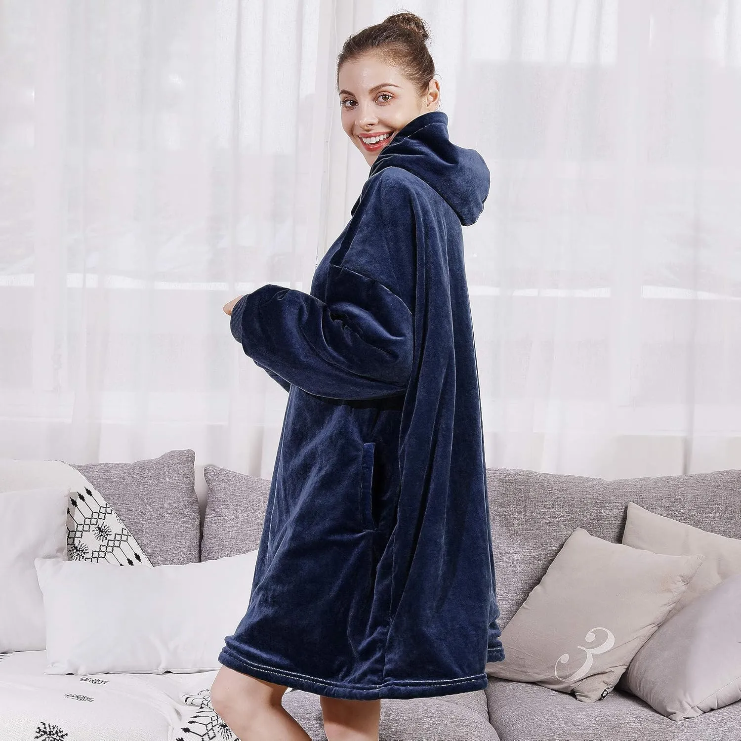 AmyHomie Blanket Sweatshirt,Oversized Sherpa Hooded Blanket Hoodie,Fleecehug Hoodie Wearable Blanket for Women Men Kids
