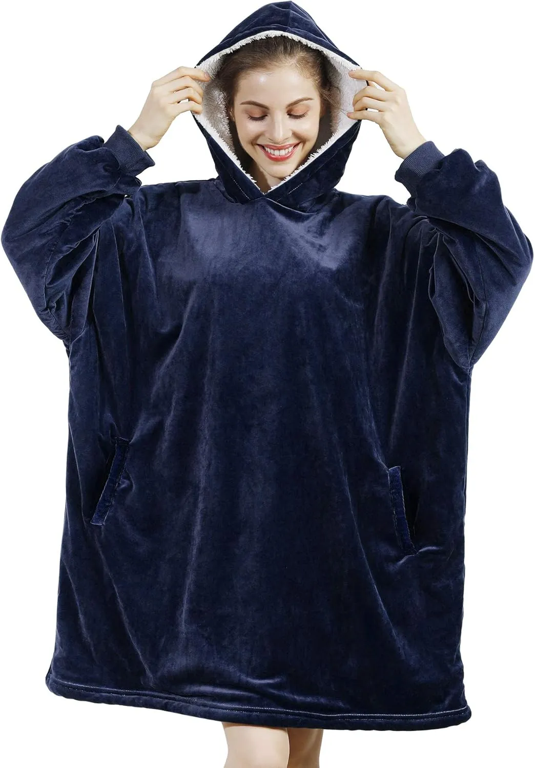 AmyHomie Blanket Sweatshirt,Oversized Sherpa Hooded Blanket Hoodie,Fleecehug Hoodie Wearable Blanket for Women Men Kids