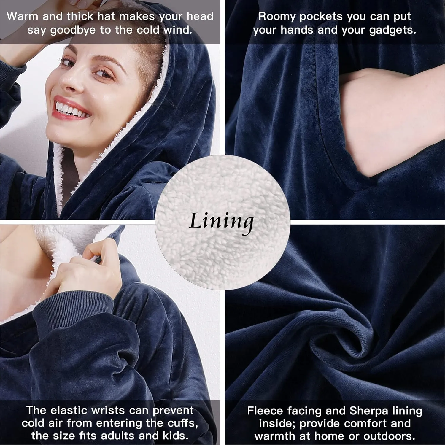 AmyHomie Blanket Sweatshirt,Oversized Sherpa Hooded Blanket Hoodie,Fleecehug Hoodie Wearable Blanket for Women Men Kids