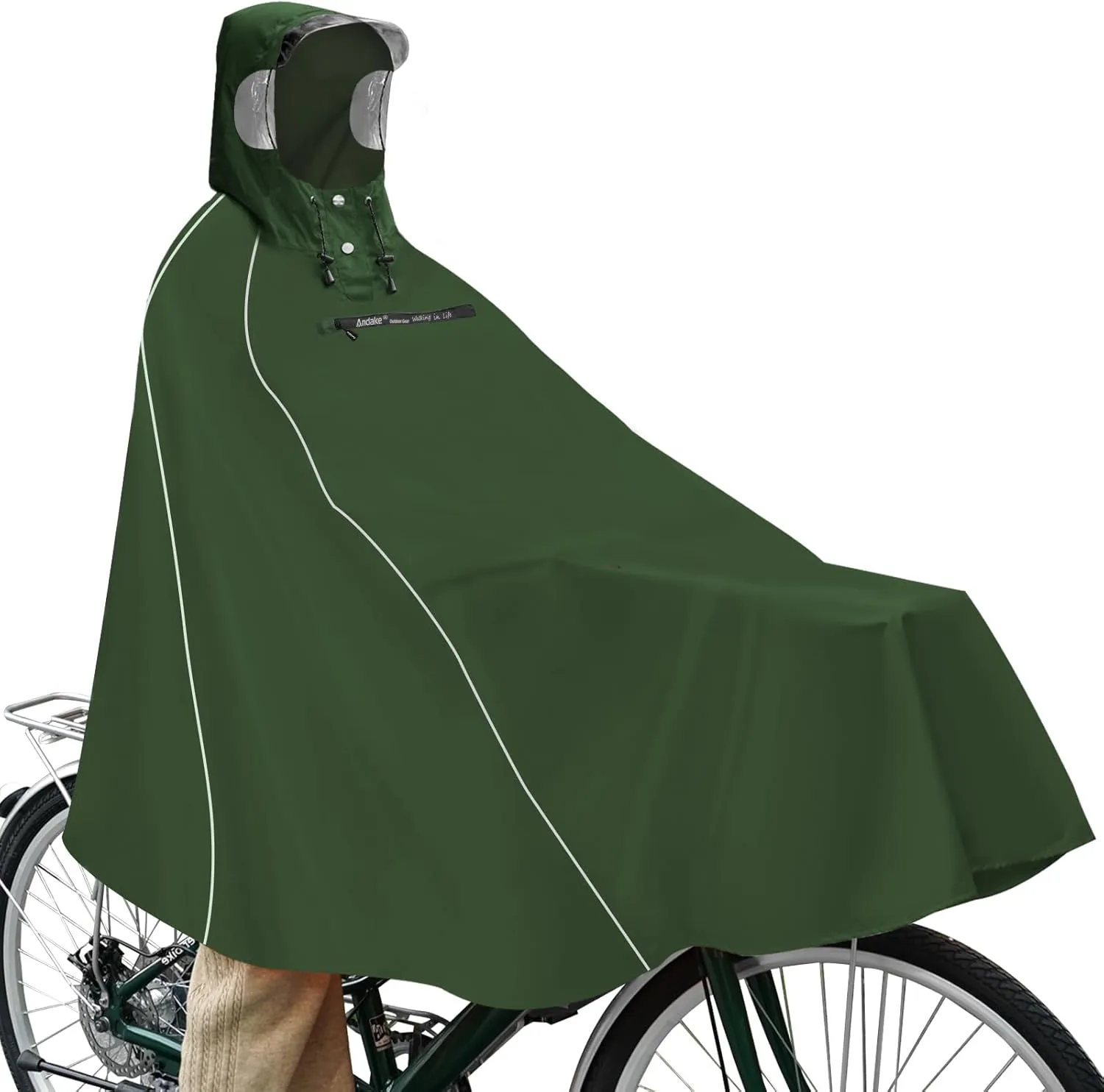 Andake Hooded Rain Poncho for Adults Waterproof Lightweight Raincoat for Men & Women Reusable Rain Ponchos for Cycling
