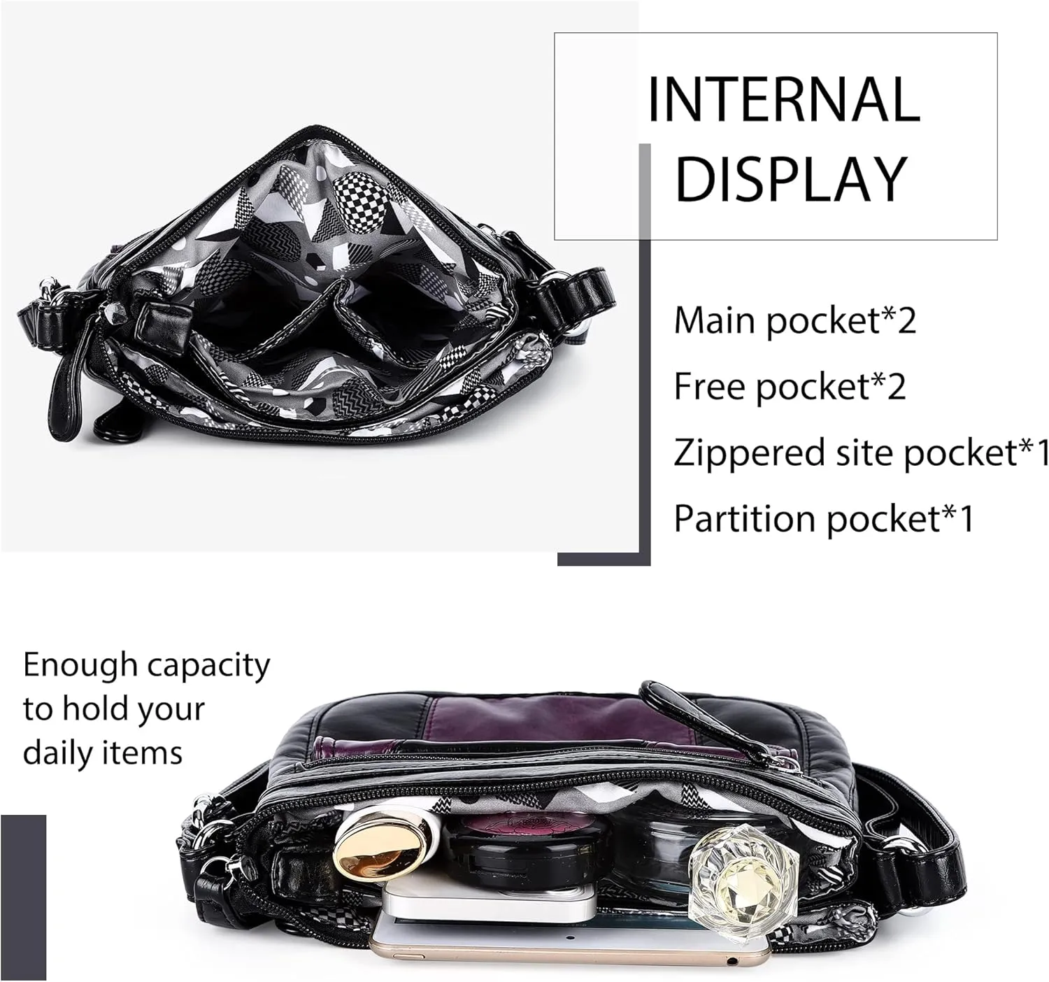 Angelkiss Small Womens Crossbody Bag Leather Shoulder Purse for Women Hobo Bag with Adjustable Shoulder Strap