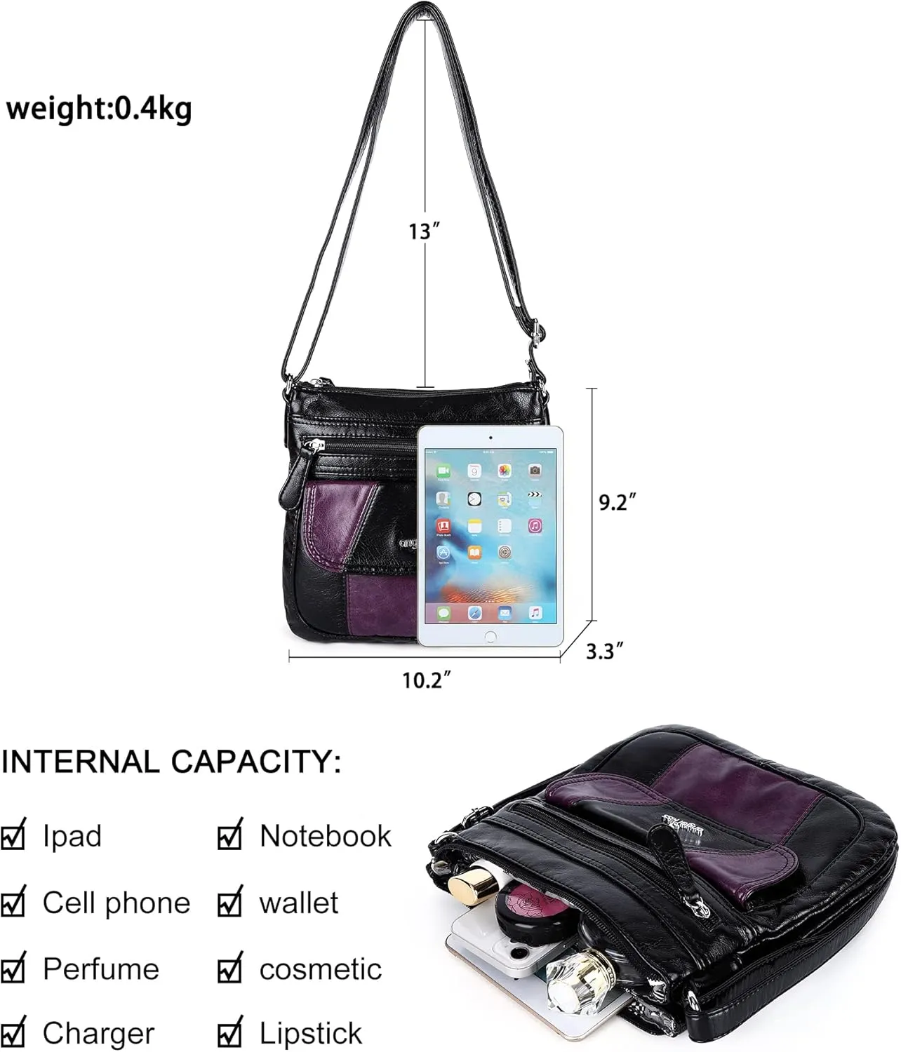 Angelkiss Small Womens Crossbody Bag Leather Shoulder Purse for Women Hobo Bag with Adjustable Shoulder Strap