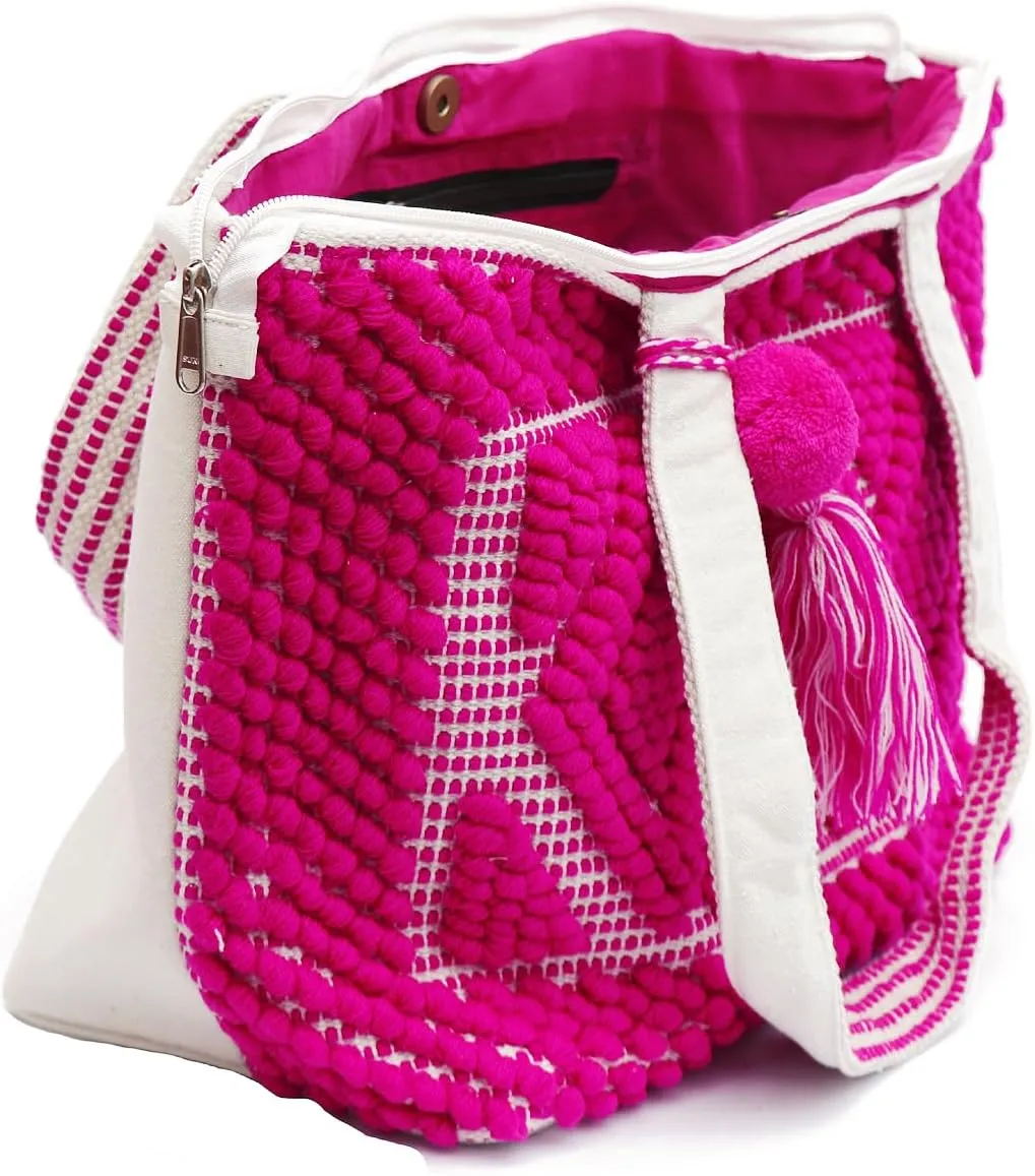 ANKIT INTERNATIONAL Recycled Cotton Handloom Bag for Women, Cotton Fabric Tote Handbag - Handmade Boho Hippie Style tote Bag