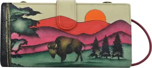 Anna by Anuschka Women's Hand-Painted Genuine Leather Bi-Fold Wallet With Strap
