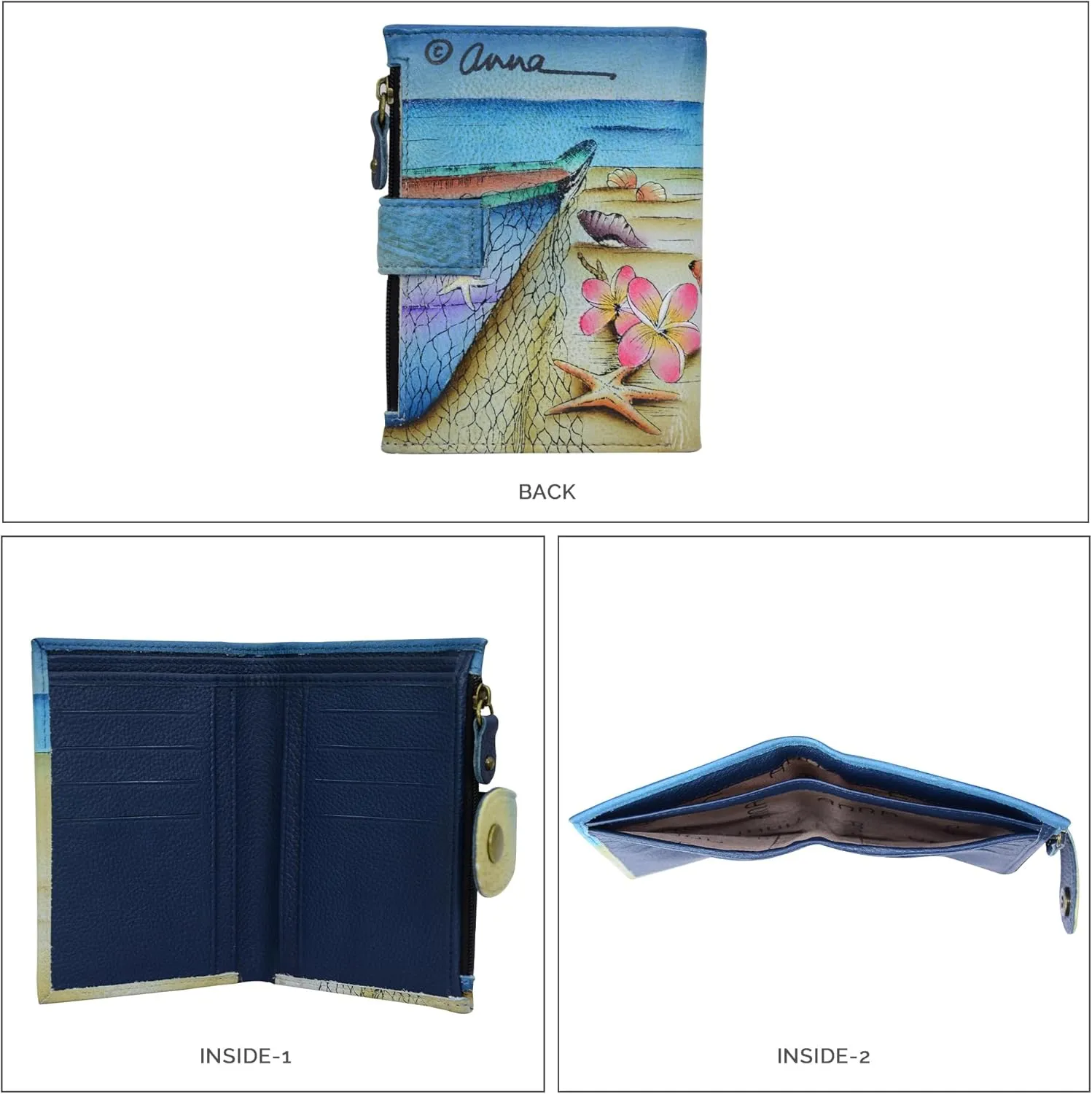 Anna by Anuschka Women's Hand Painted Genuine Leather Ladies Wallet