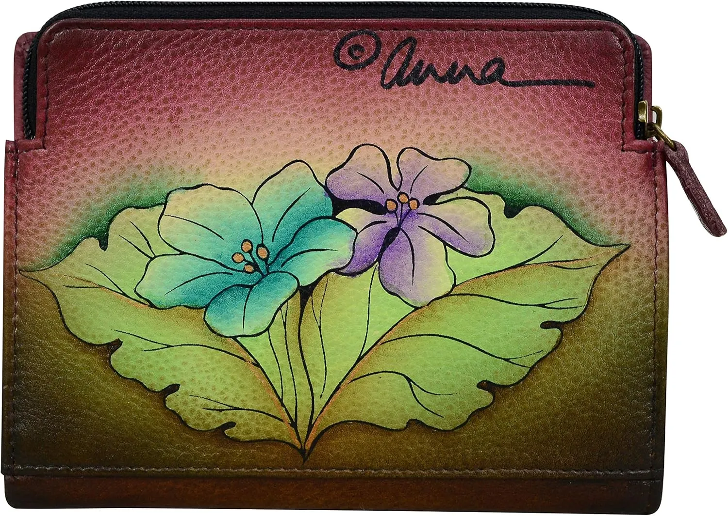 Anna By Anuschka Women's Hand-Painted Genuine Leather Two Fold Clutch Wallet