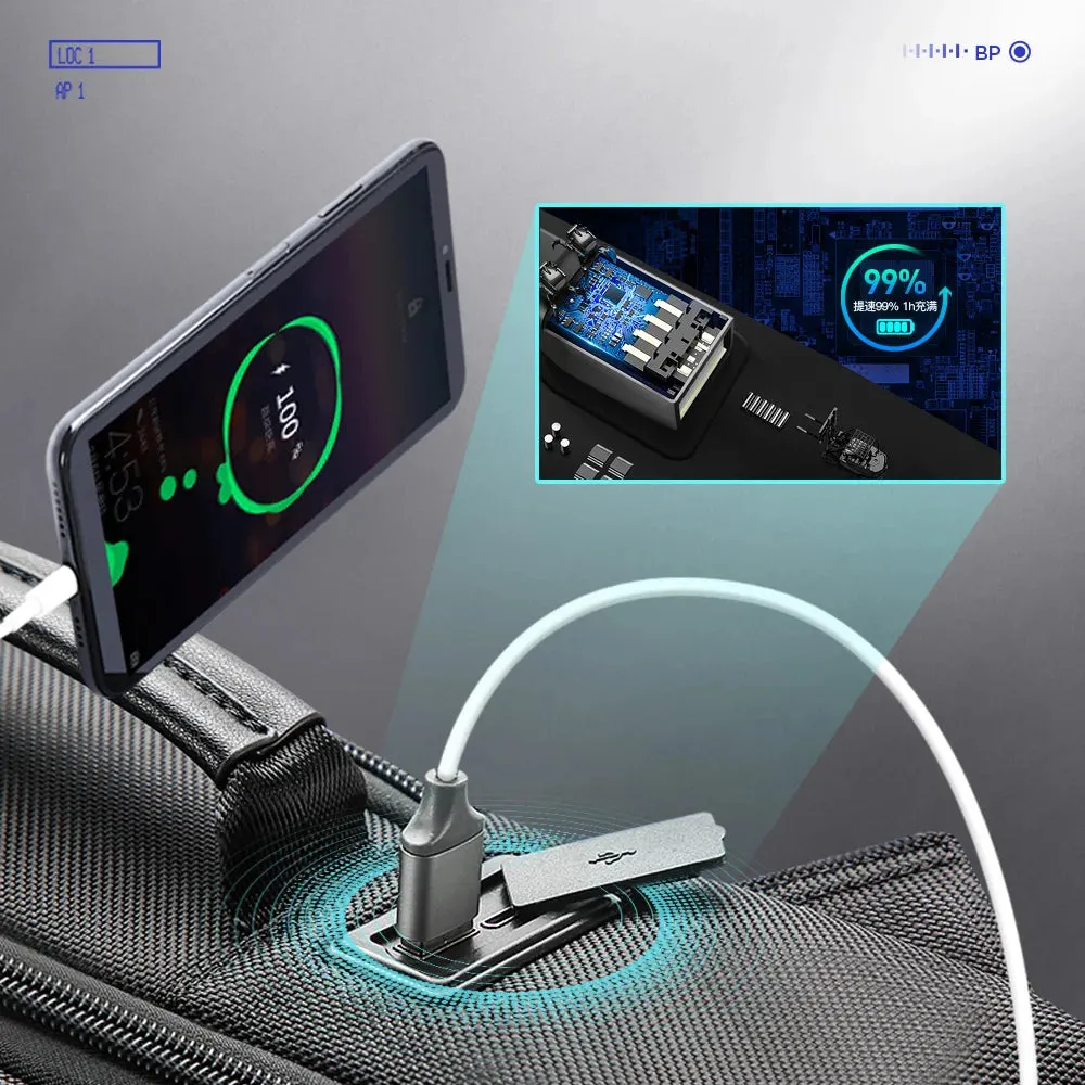 Anti Theft Enlarge Backpack with USB External Charge