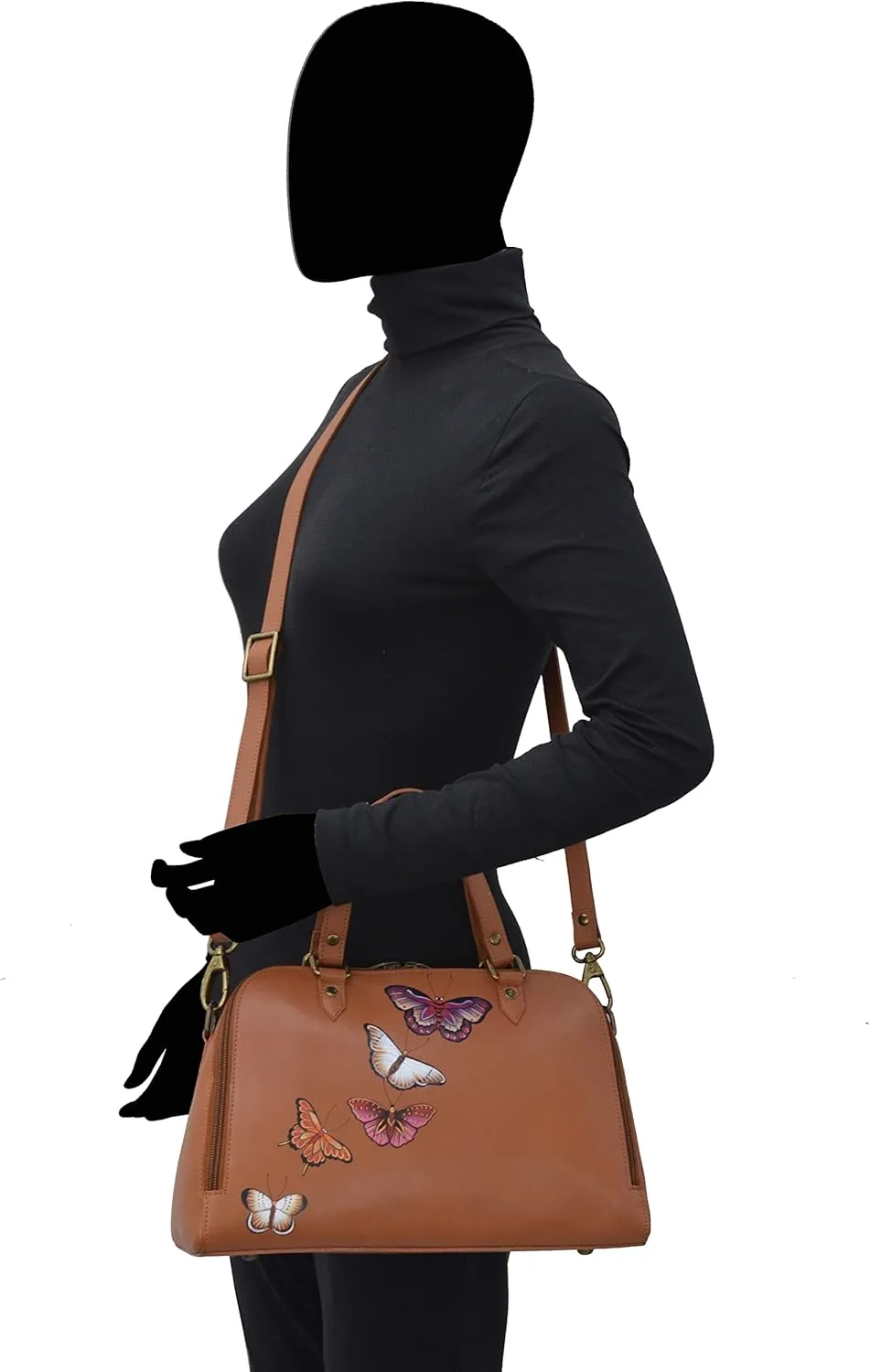 Anuschka Women's Original Hand-Painted Genuine Leather Wide Organizer Satchel