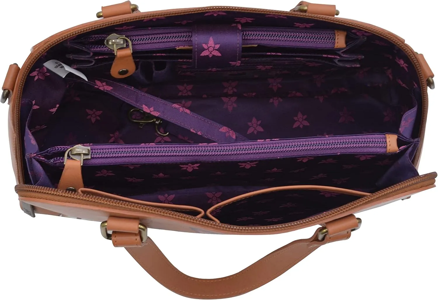 Anuschka Women's Original Hand-Painted Genuine Leather Wide Organizer Satchel