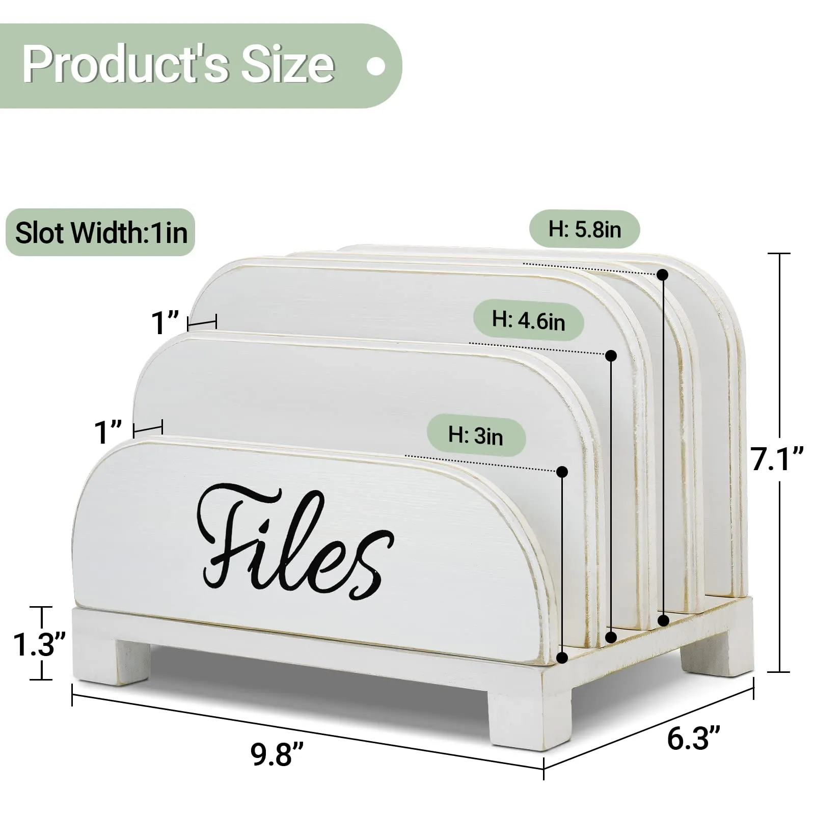 Anwelynd File Organizer for Desk, 4 Slots Wood Desktop File Organizer for Document Letter Envelope Mail Paper Folder Bill, Desktop File Folder Holder for Desk Organizer and Accessories