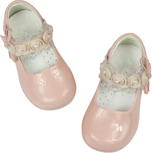Apawwa Princess Party Dress Shoes - Anti-Scratch Leather Mary Jane Ballerina Flats for Girls, Size Toddler 5 to 3.5, White, Pink, Black