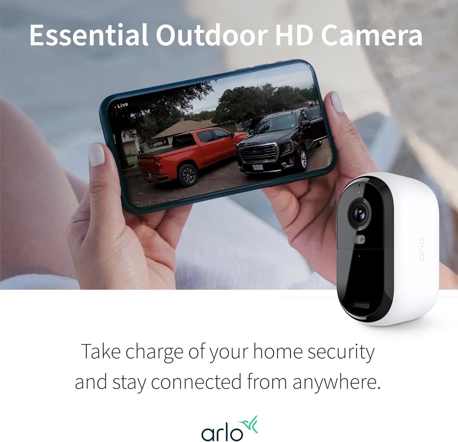 Arlo Essential Security Camera 1080p HD | Outdoor - Indoor | 2nd Gen | Wireless with Spotlight, 2-Way Audio, Color Night Vision, Live Stream, Real Time Notifications, Wide Angle - White, 2 Cameras