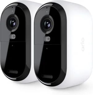 Arlo Essential Security Camera 1080p HD | Outdoor - Indoor | 2nd Gen | Wireless with Spotlight, 2-Way Audio, Color Night Vision, Live Stream, Real Time Notifications, Wide Angle - White, 2 Cameras