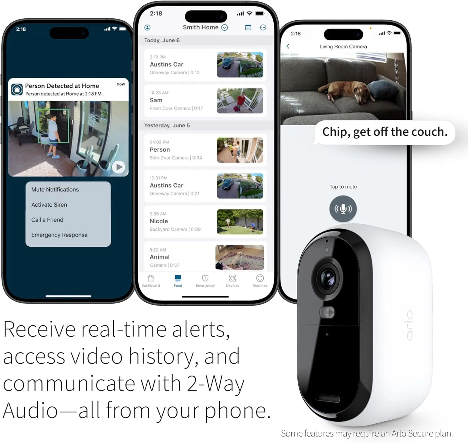 Arlo Essential Security Camera 1080p HD | Outdoor - Indoor | 2nd Gen | Wireless with Spotlight, 2-Way Audio, Color Night Vision, Live Stream, Real Time Notifications, Wide Angle - White, 2 Cameras