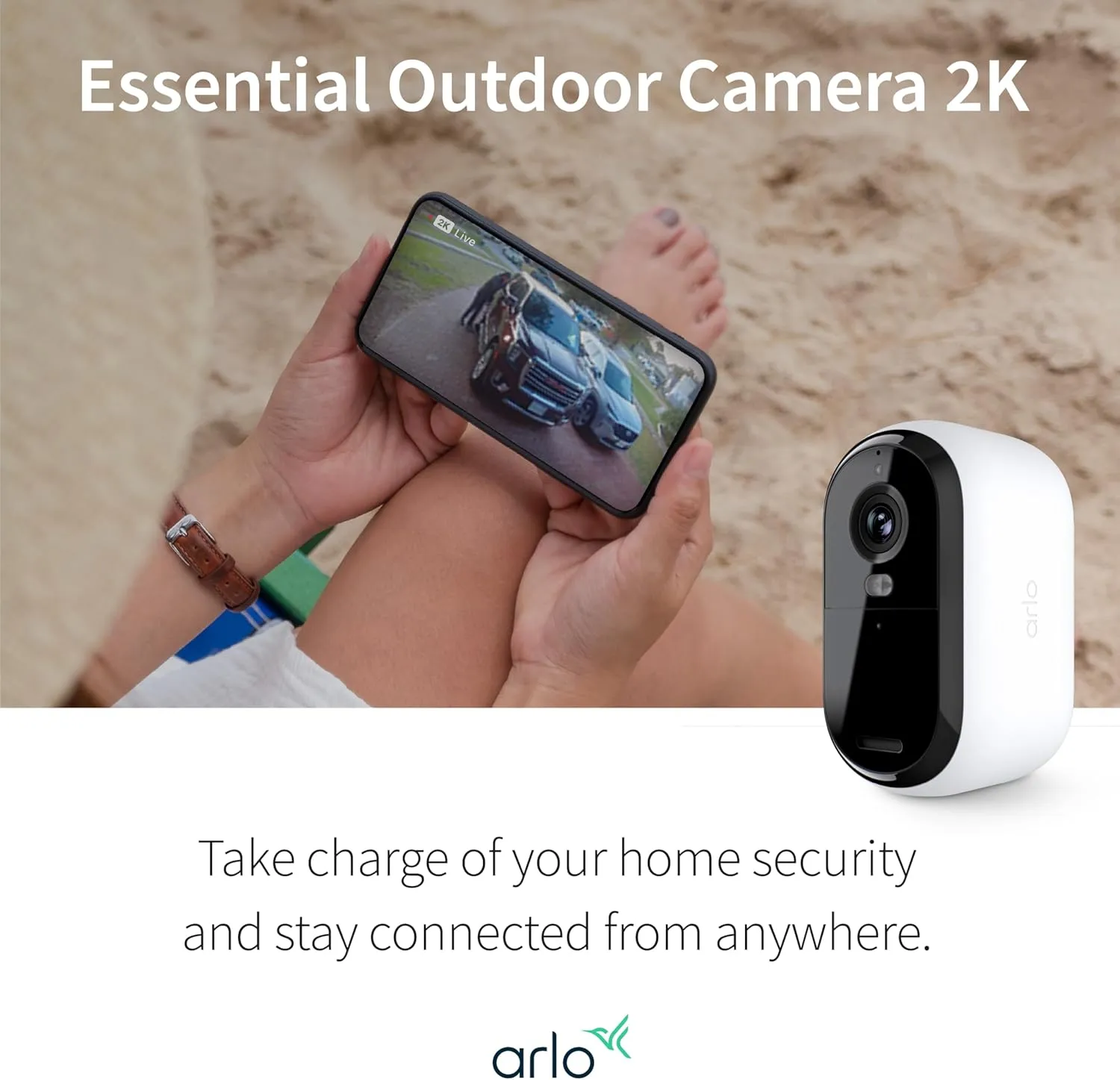 Arlo Essential Security Camera 2K |Outdoor - Indoor | 2nd Gen | Wireless with Spotlight, 2-Way Audio, Color Night Vision, Live Stream, Motion Activation, Real Time Notifications, Wide Angle - White