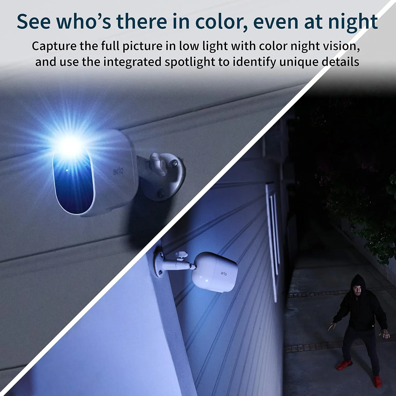 Arlo Essential Spotlight Camera - 3 Pack - Wireless Security, 1080p Video, Color Night Vision, 2 Way Audio, Wire-Free, Direct to WiFi No Hub Needed, Works with Alexa,Motion Sensor, White - VMC2330