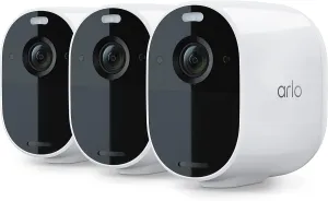 Arlo Essential Spotlight Camera - 3 Pack - Wireless Security, 1080p Video, Color Night Vision, 2 Way Audio, Wire-Free, Direct to WiFi No Hub Needed, Works with Alexa,Motion Sensor, White - VMC2330