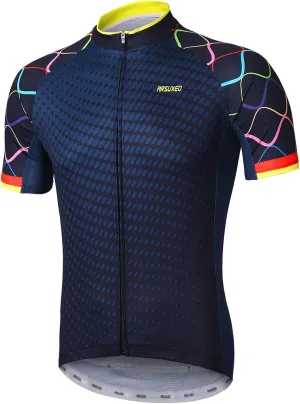 ARSUXEO Men's Cycling Jersey Short Sleeves Mountain Bike Shirt MTB Top Zipper Pockets Reflective