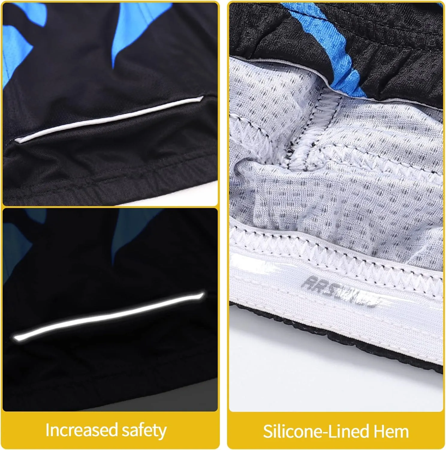 ARSUXEO Men's Cycling Jersey Short Sleeves Mountain Bike Shirt MTB Top Zipper Pockets Reflective