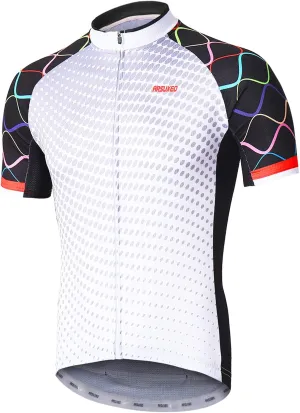 ARSUXEO Men's Cycling Jersey Short Sleeves Mountain Bike Shirt MTB Top Zipper Pockets Reflective