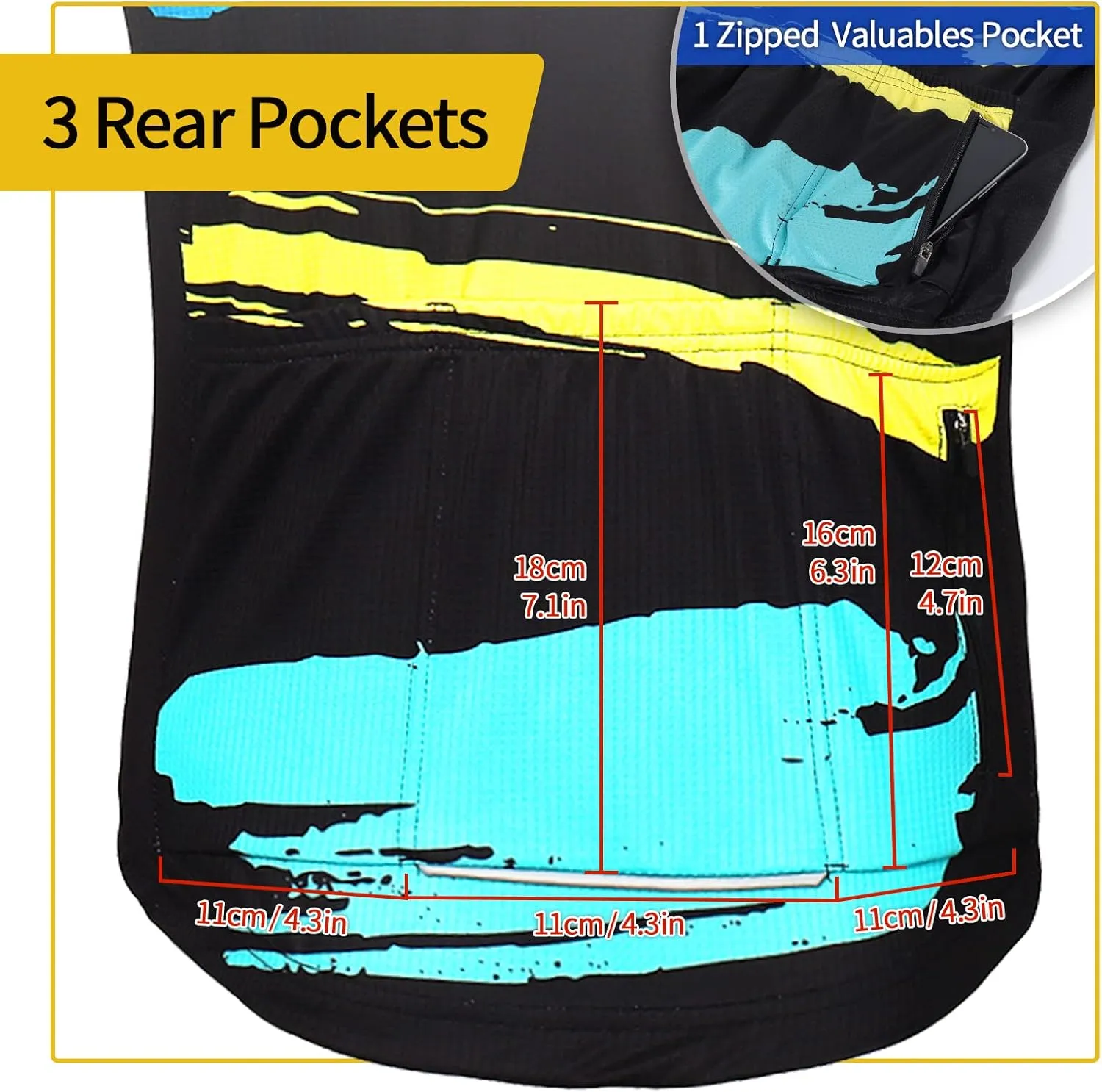 ARSUXEO Men's Cycling Jersey Short Sleeves Mountain Bike Shirt MTB Top Zipper Pockets Reflective