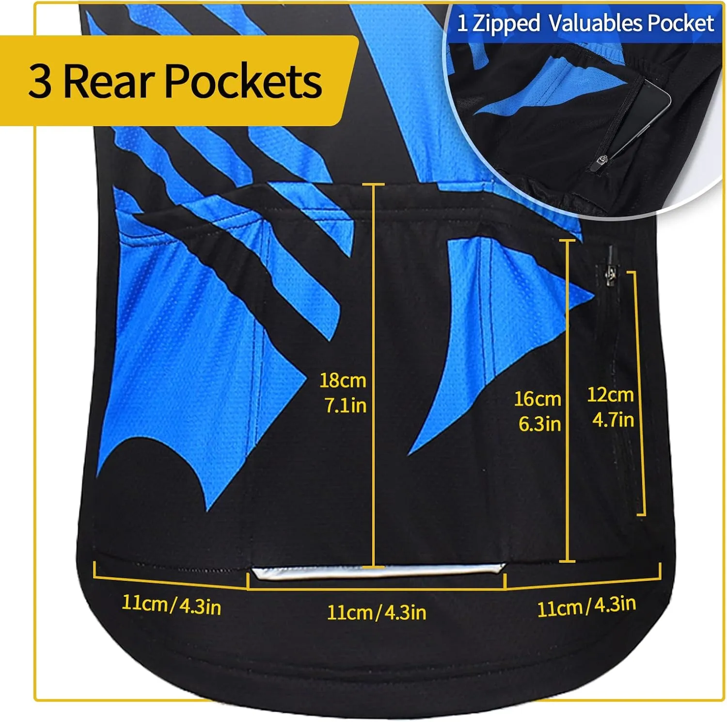 ARSUXEO Men's Cycling Jersey Short Sleeves Mountain Bike Shirt MTB Top Zipper Pockets Reflective