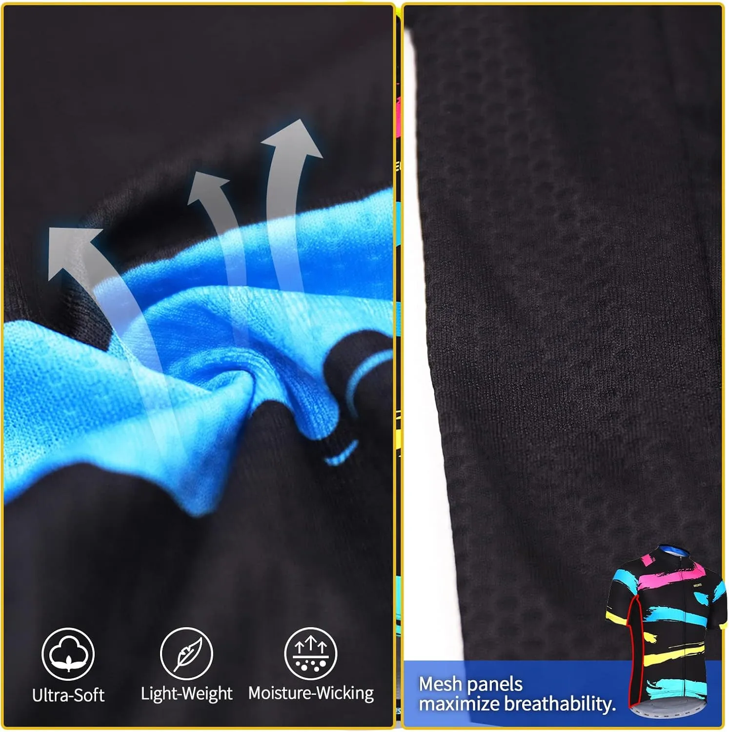 ARSUXEO Men's Cycling Jersey Short Sleeves Mountain Bike Shirt MTB Top Zipper Pockets Reflective