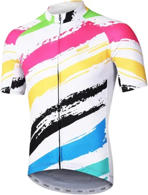 ARSUXEO Men's Cycling Jersey Short Sleeves Mountain Bike Shirt MTB Top Zipper Pockets Reflective