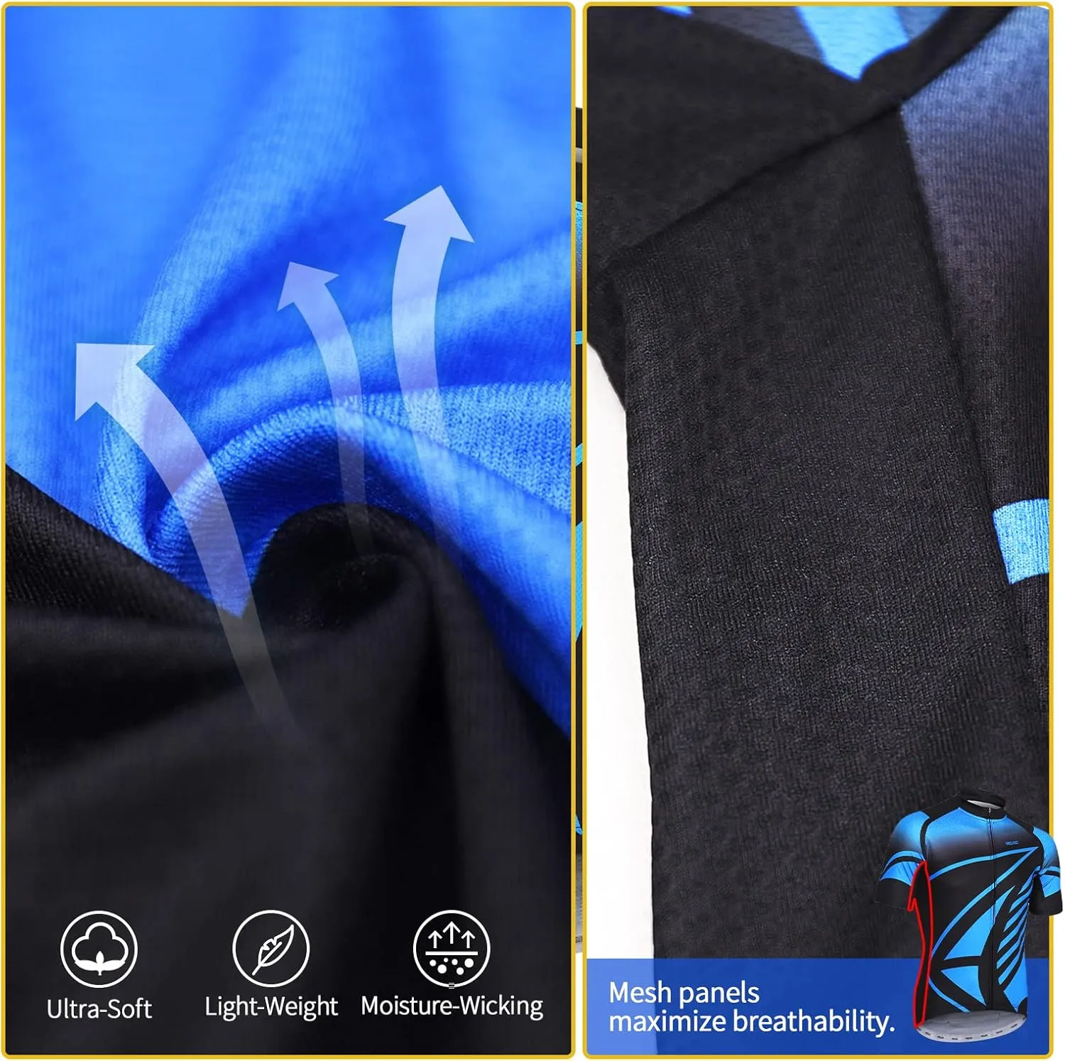 ARSUXEO Men's Cycling Jersey Short Sleeves Mountain Bike Shirt MTB Top Zipper Pockets Reflective
