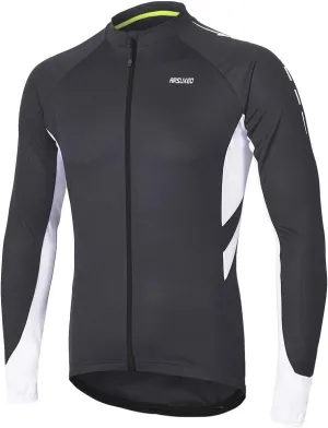 ARSUXEO Men's Full Zipper Long Sleeves Cycling Jersey Bicycle BikingBike Shirt 6030