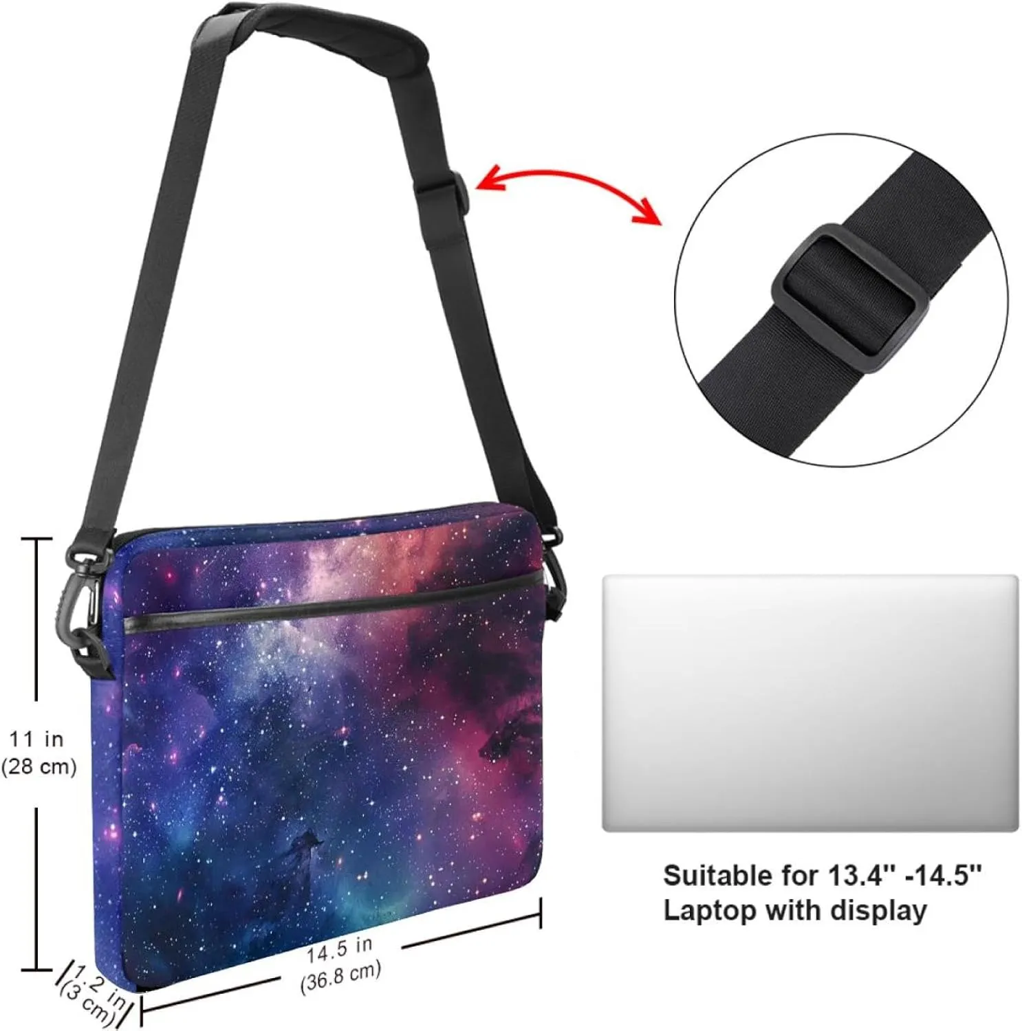 Art Space Galaxy Nebula Starry Laptop Bag Case Computer Sleeve Shoulder Messenger Bag for Work School
