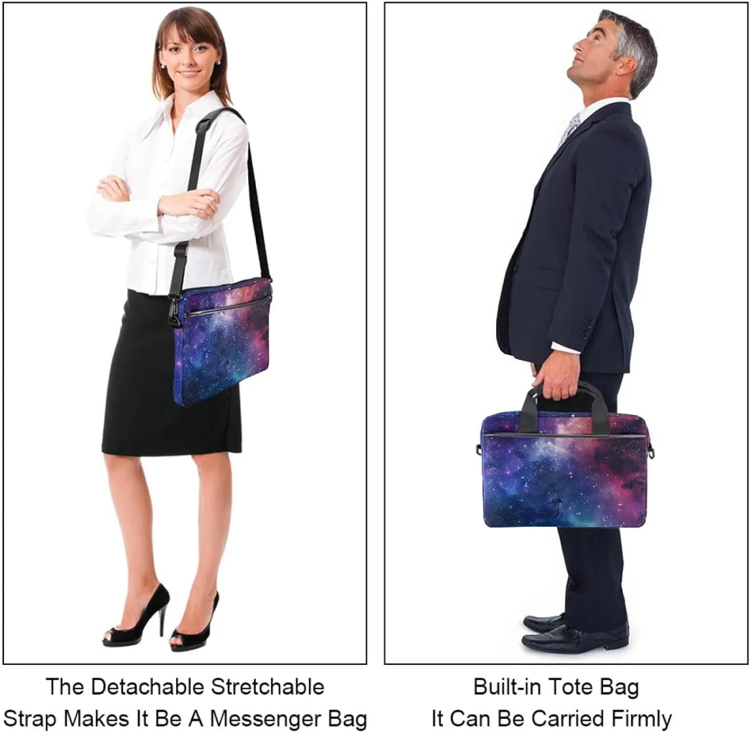 Art Space Galaxy Nebula Starry Laptop Bag Case Computer Sleeve Shoulder Messenger Bag for Work School