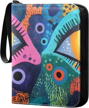 Artistic Eyes Card Binder 4 Pocket Trading Card Album Fits 400 Sports/Game Cards, PU Cover 3 Ring Card Collection with 50 Removable Sleeves
