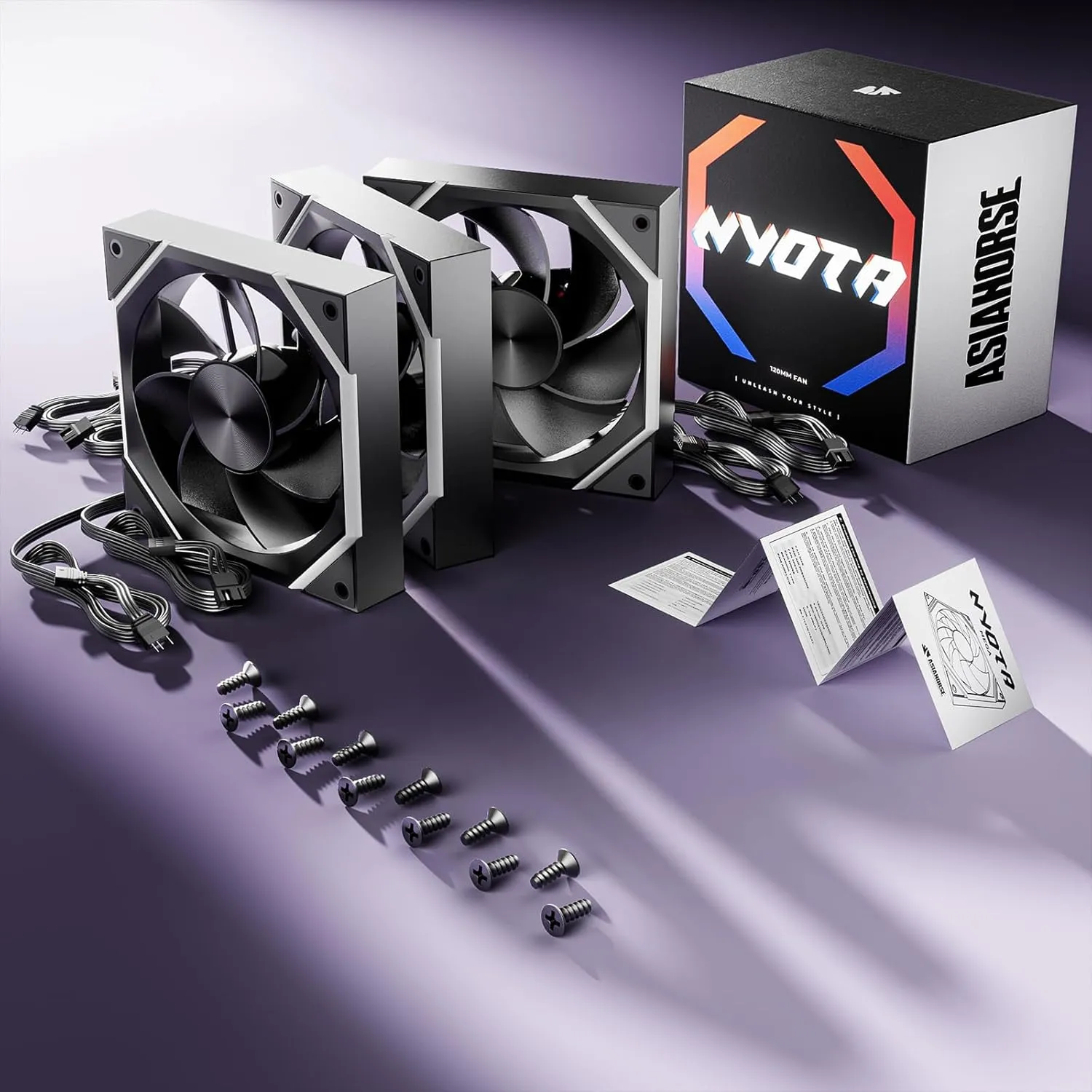 Asiahorse Nyota 120mm Case Fan with Efficient Cooling, ARGB Fan Lighting, 800-1800RPM Speed Control, and Whisper-Quiet Operation Under 29 dB, Unique Design for PC