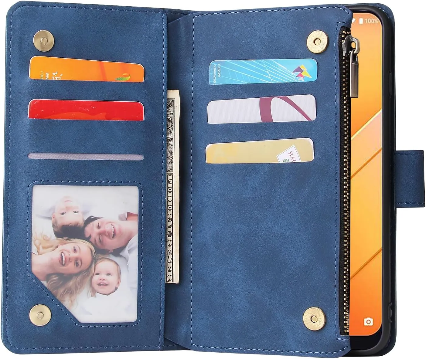 Asuwish Compatible with Wiko Voix U616AT Wallet Case Tempered Glass Screen Protector and Leather Flip Cover Card Holder Stand Cell Accessories Kickstand Protective Phone Cases for 5G Women Men Blue