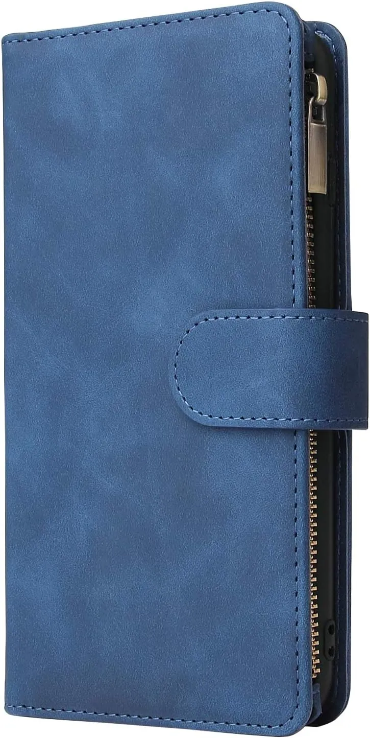 Asuwish Compatible with Wiko Voix U616AT Wallet Case Tempered Glass Screen Protector and Leather Flip Cover Card Holder Stand Cell Accessories Kickstand Protective Phone Cases for 5G Women Men Blue