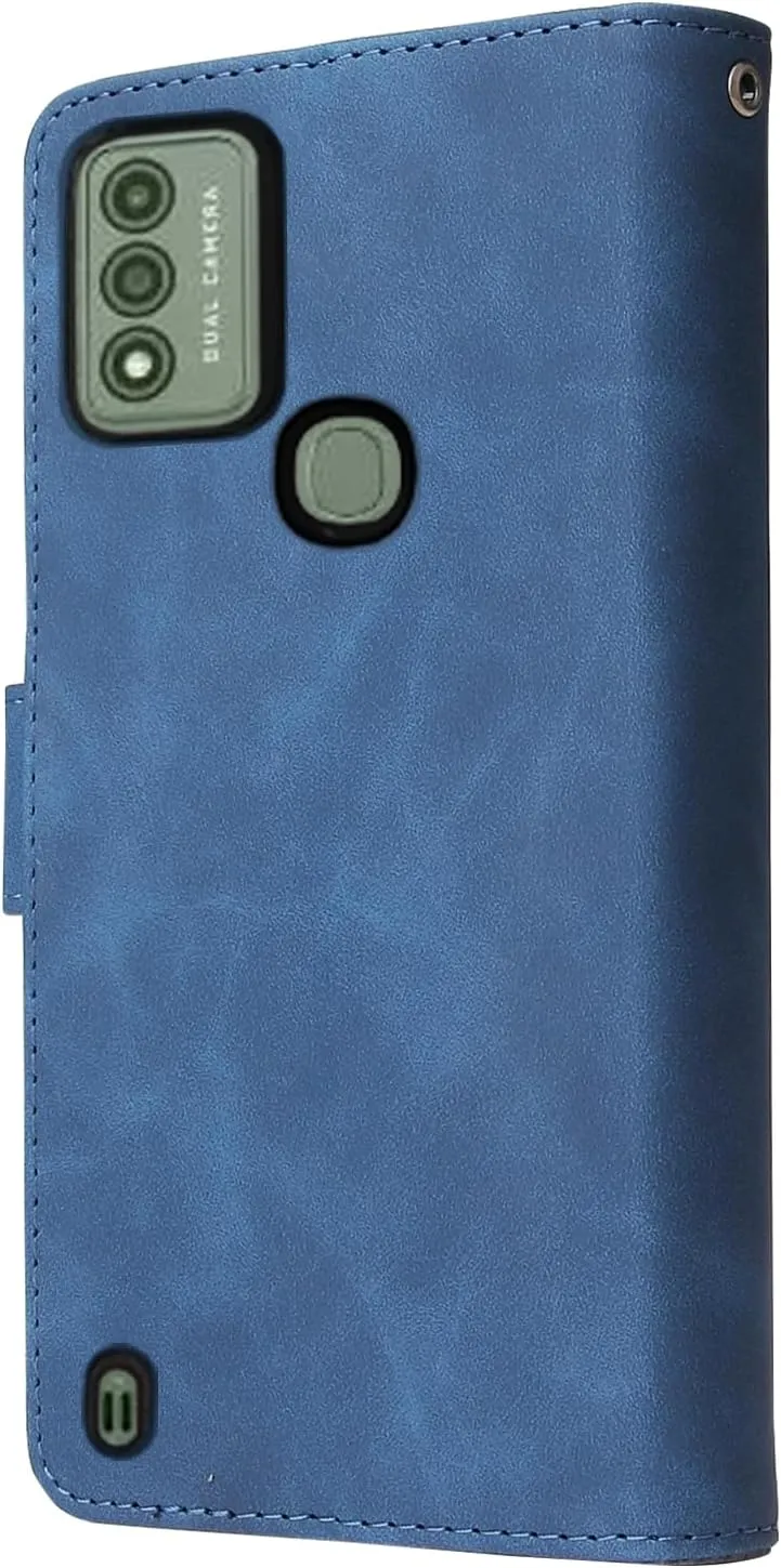 Asuwish Compatible with Wiko Voix U616AT Wallet Case Tempered Glass Screen Protector and Leather Flip Cover Card Holder Stand Cell Accessories Kickstand Protective Phone Cases for 5G Women Men Blue